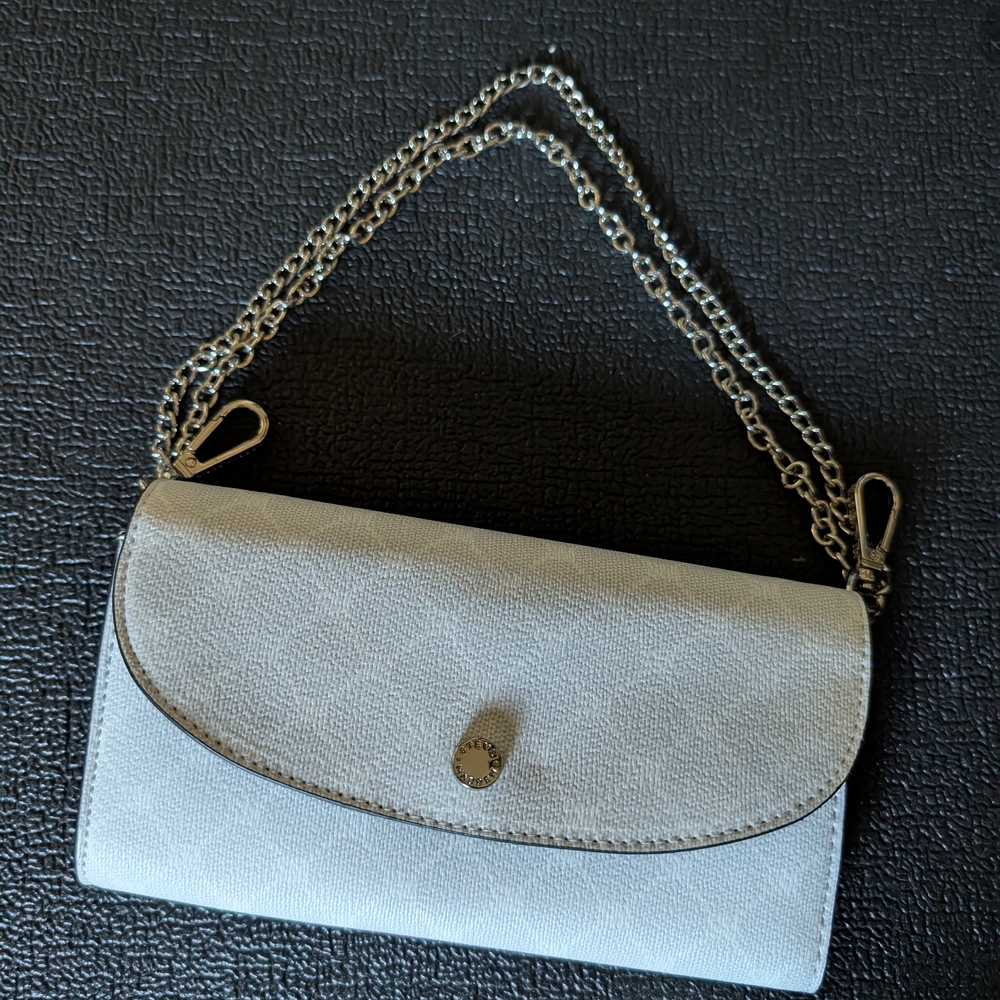 Steve Madden Cream Clutch with Silver Chain